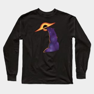 Wolf Howling At Black Hole Design, Cosmic Wolf Long Sleeve T-Shirt